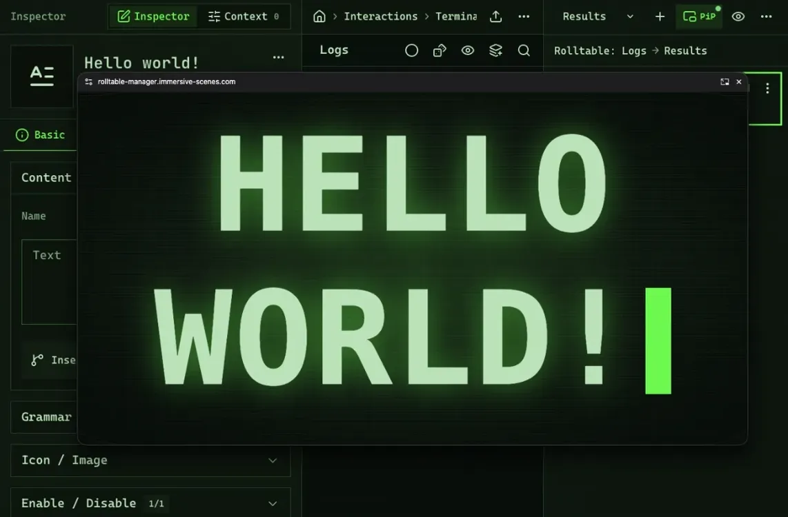 Picture-in-Picture result window using the Hacker theme